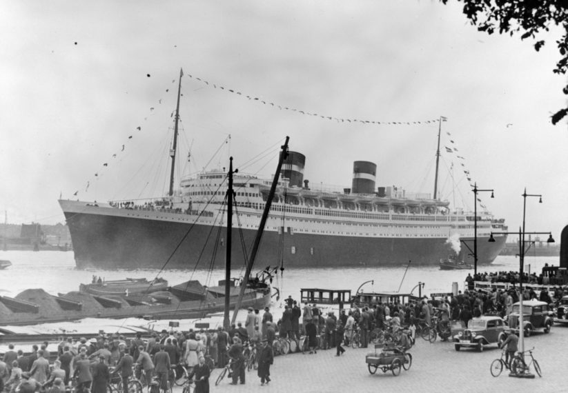 Return of the New Amsterdam after a trial run. (1938)