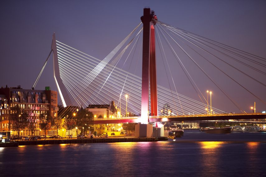 Two bridges by night