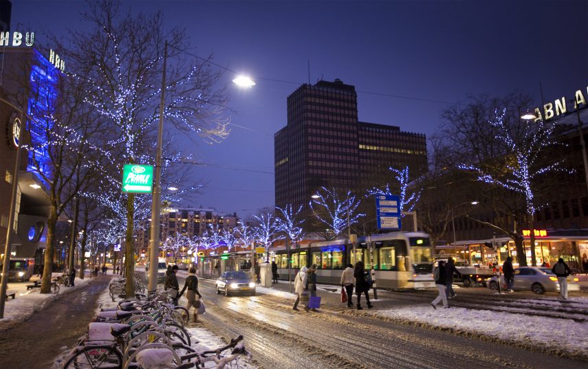 A with Christmas lights decorated Coolsingel.
