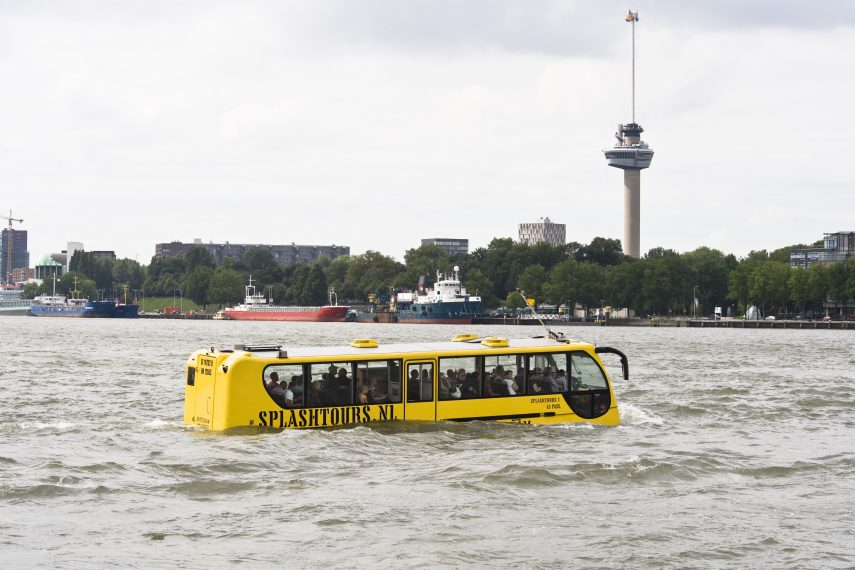 The Splashtours bus in  the water