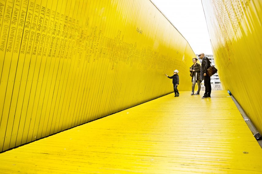 People walking across the 