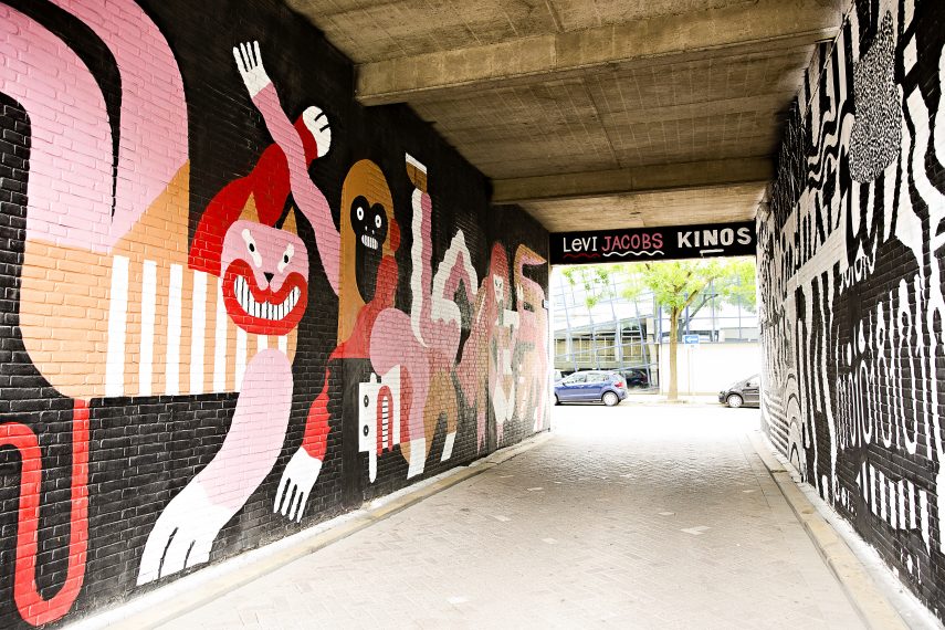 Street art by Levi Jacobs and Said Kinos in the tunnel at Delftsehof. Please include the name of the artist and the name of the artwork when using this picture.