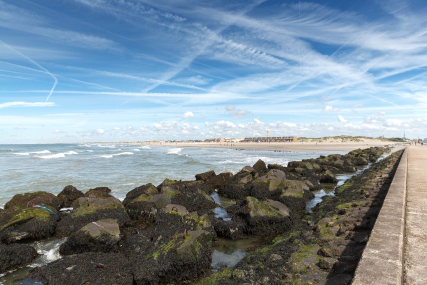 The pier at Hoek van Holland, view of the sea and the beach