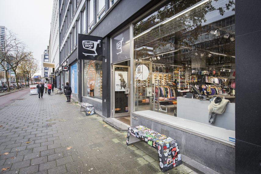 Skatestore located at the Westblaak next to the biggest skatepark of the Netherlands.