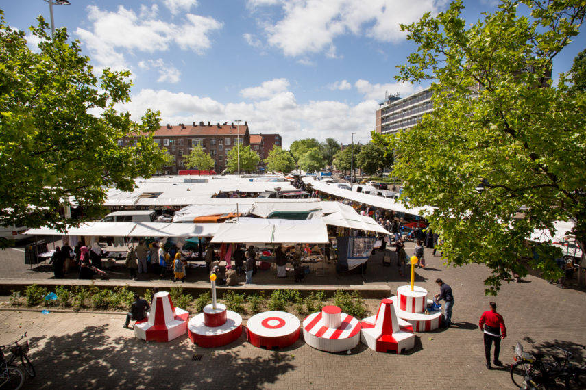 Market on the Visserijplein in the Tussendijken district in Rotterdam West.