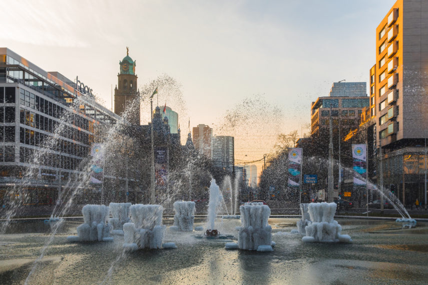 Frozen fountain located at the Coolsingel.
