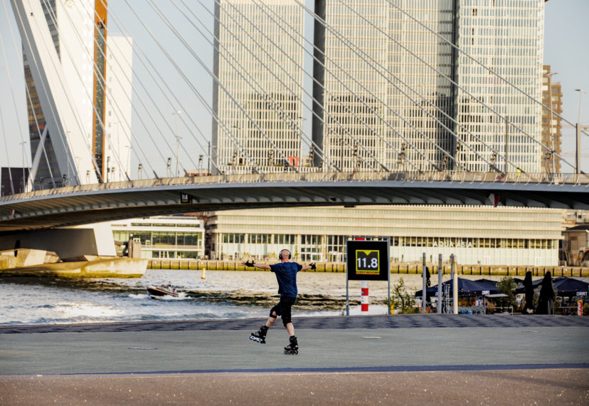 Skater near the Erasmus Bridge.