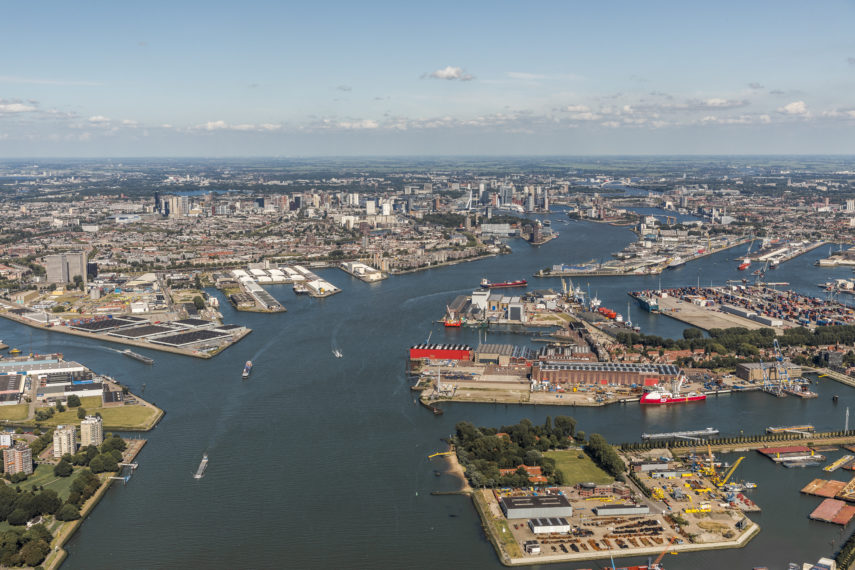 Rotterdam seen from the sky.