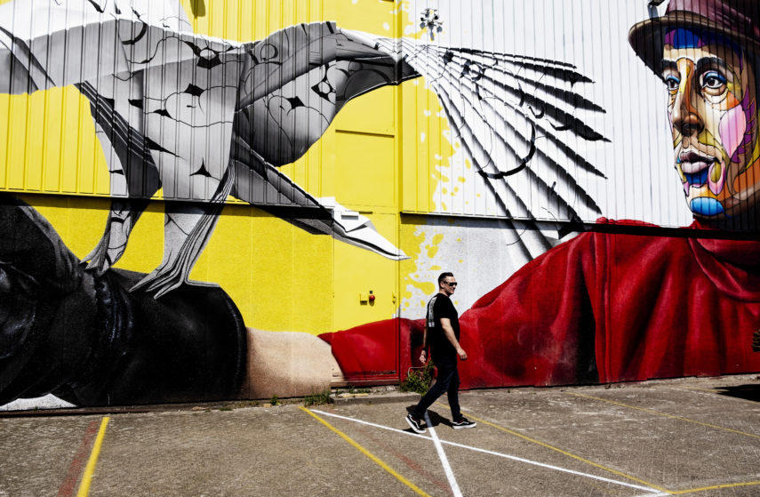 Street art piece bij de Keilewerf gemaakt door Nuno Viegas & Tymon de Laat. 