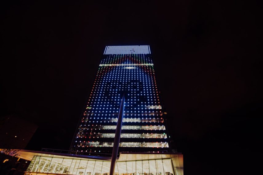 Façade of KPN during Rotterdam Pride