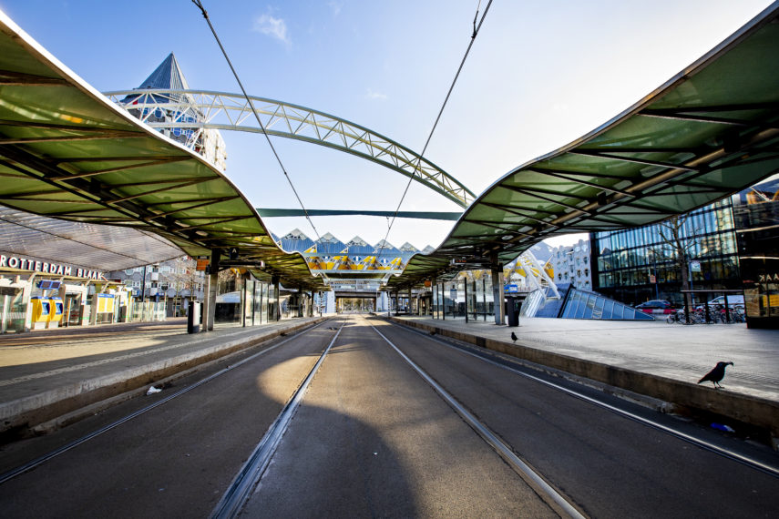 Tram stop Rotterdam Blaak.