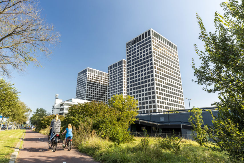 The Lee Towers with bikers.