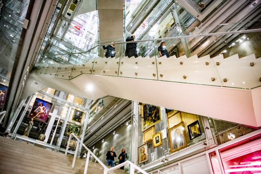 The atrium with crisscrossing staircases at Depot Boijmans Van Beuningen.
