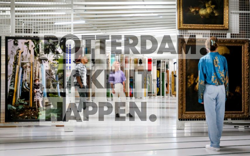 Watching art inside the Depot of Boijmans van Beuningen.