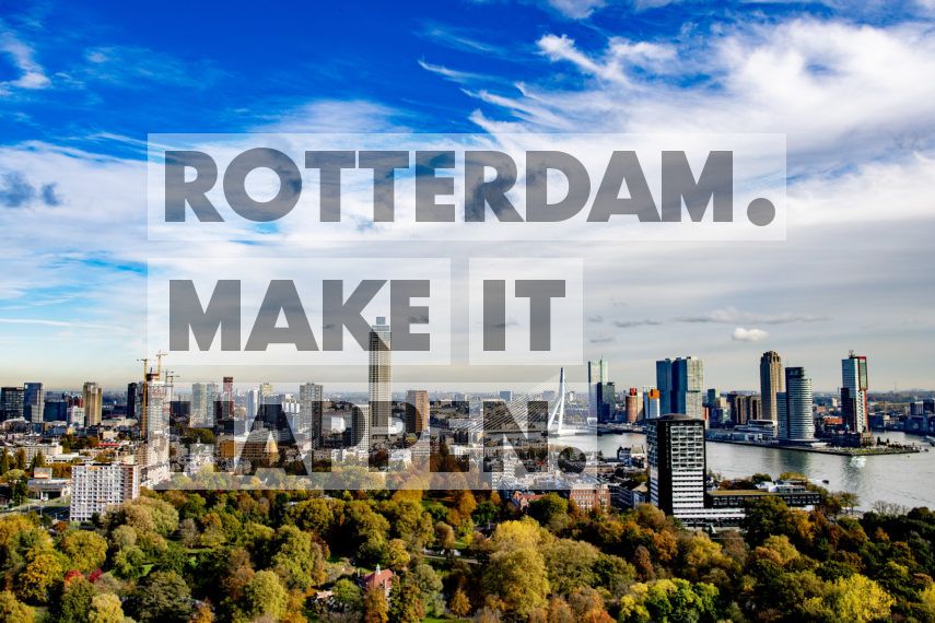 Skyline Rotterdam with Rotterdam's 215-meter high Zalmhaven tower.
