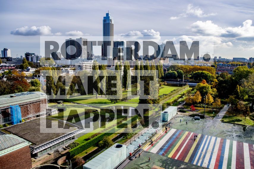 The views of Rotterdam from the rooftop garden of Depot Boijmans Van Beuningen.