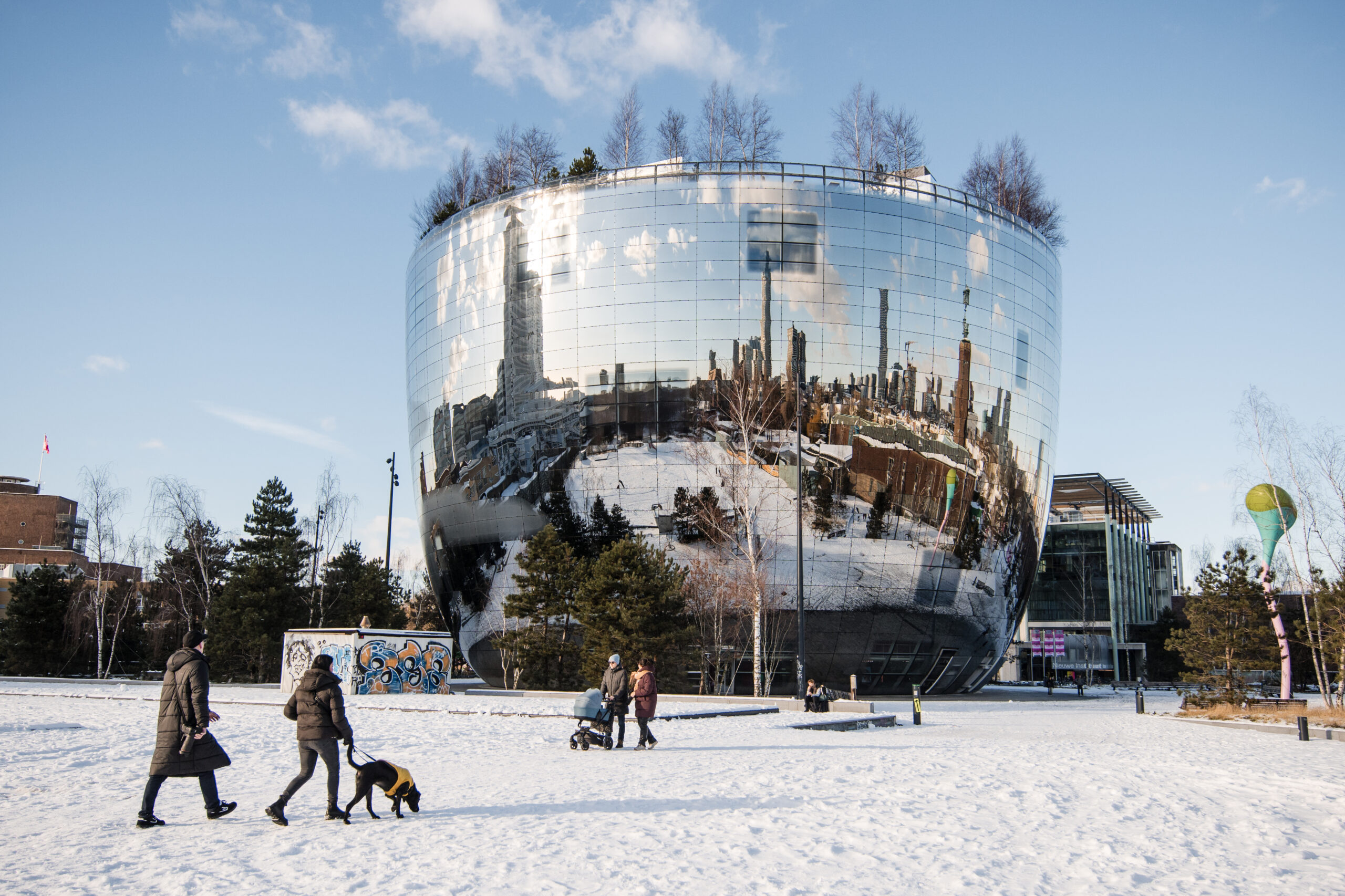 Het Depot Boijmans van Beuningen Rotterdam in de sneeuw