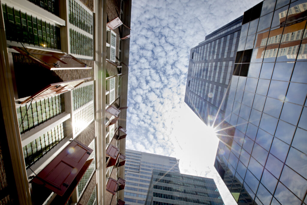 Architectonische mix in het stadscentrum.