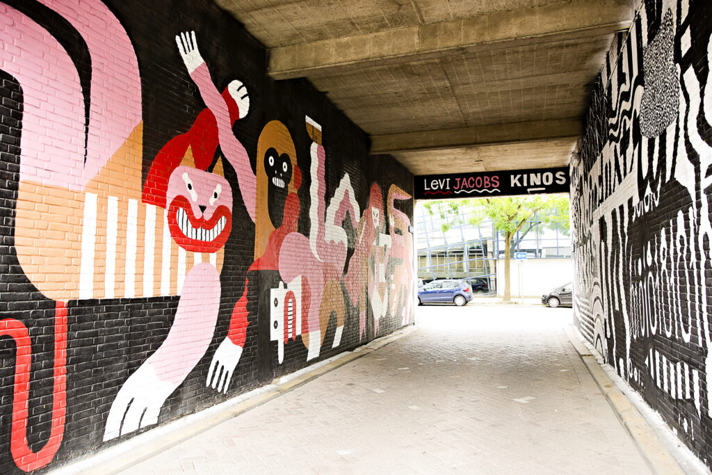 Street art in Rotterdam op een gevel in het centrum.
